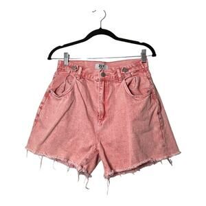ZGY Denim Pink Cut Off Jean Shorts Jorts 30 Hi & Loose Super Hi Rise 100% Cotton